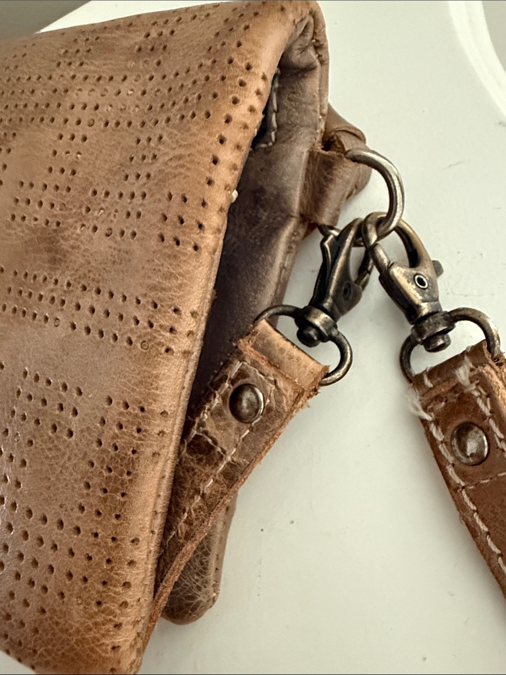 BED|STU Brown Perforated Leather Crossbody with Stud Accents - Picture 5 of 7